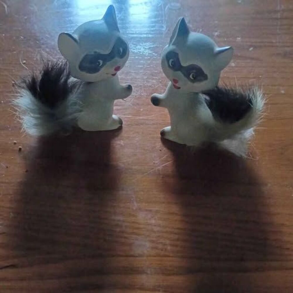 Vintage Raccoon Figurines Pair
